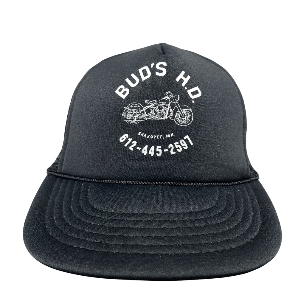 Replay Bud's H.D. Hat Cap Snap Back One Size Mens Black Trucker Mesh Motorcycle
